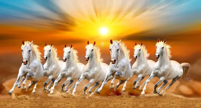 Seven Horses Ocean Landscape Canvas | PrintPosters.in